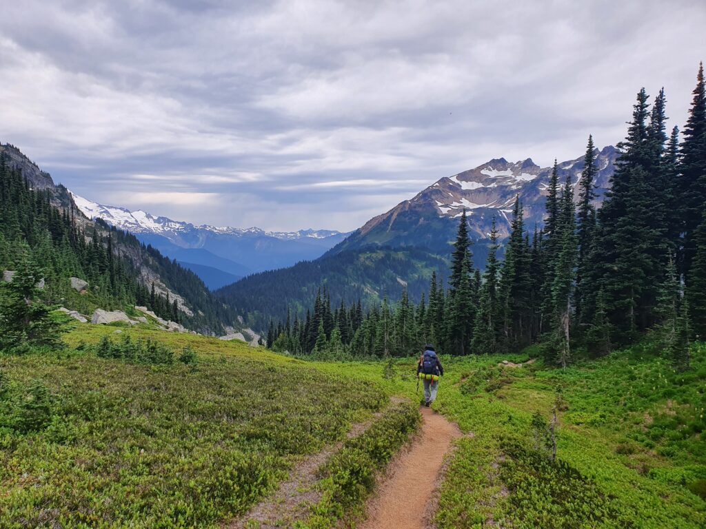 Hiking through Cloudy Pass before heading to Suiattle Pass