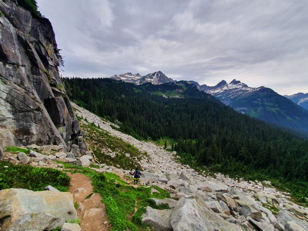 Making our way through the occasional rock fields