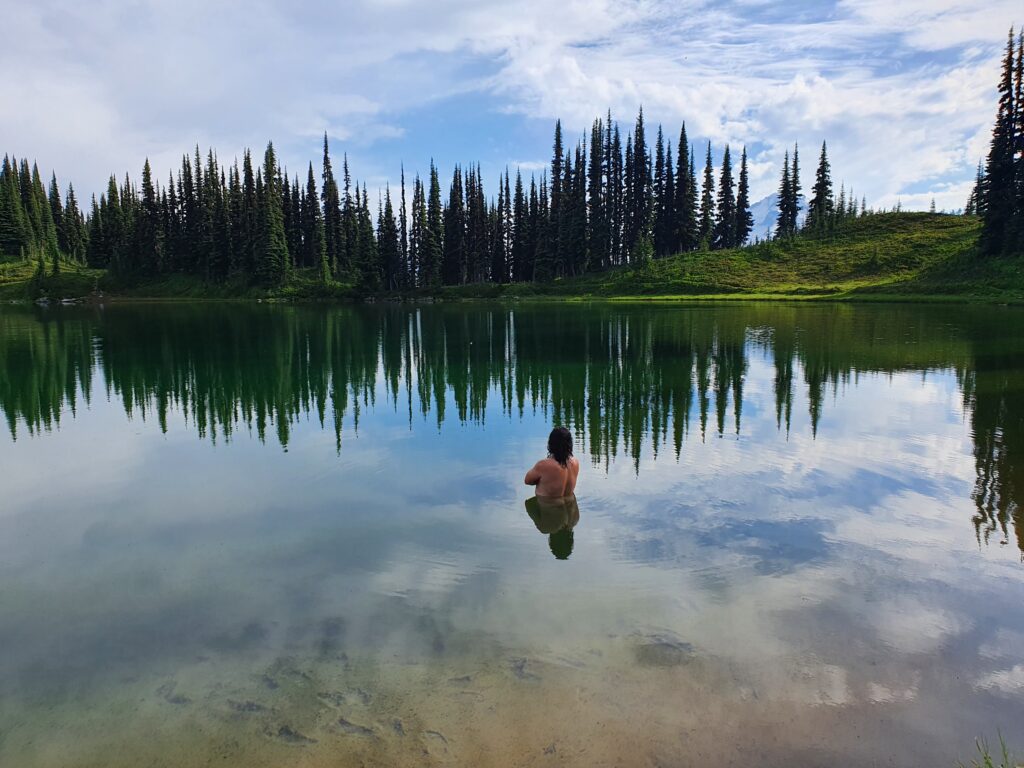 Swimming in Image Lake in Glacier Peak Wilderness