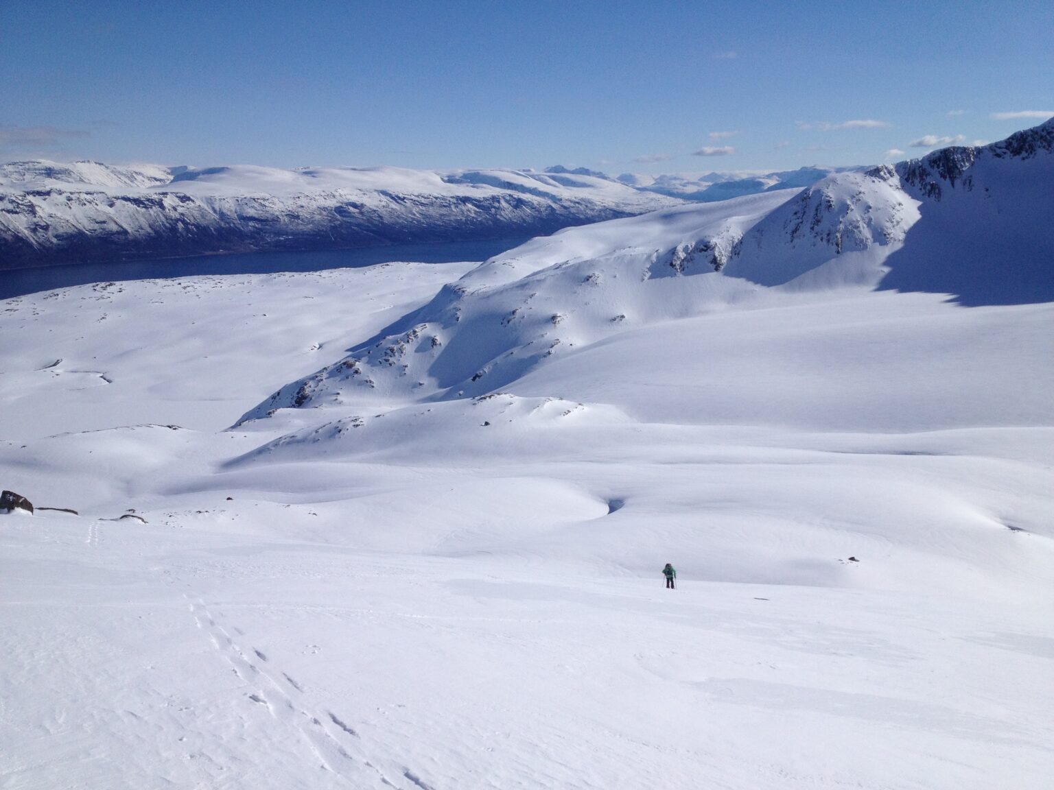 Hiking up the South face of Fastdaltinden