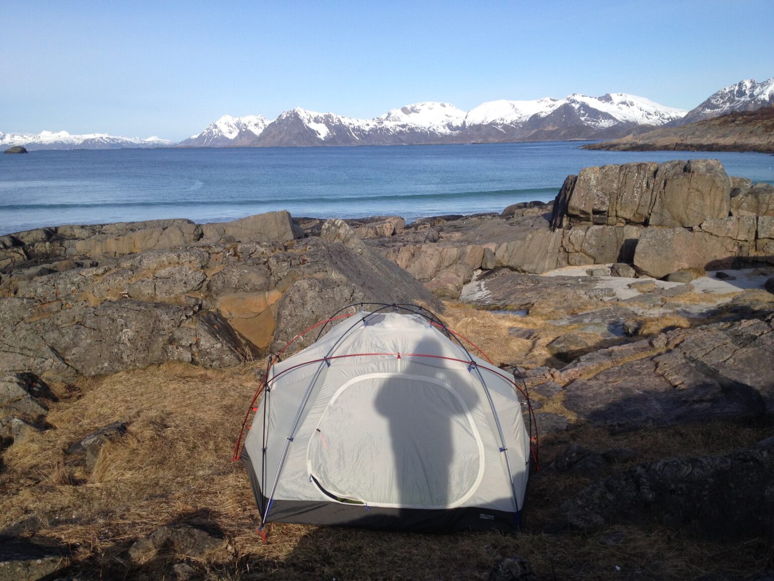 Camping on a beach with a view