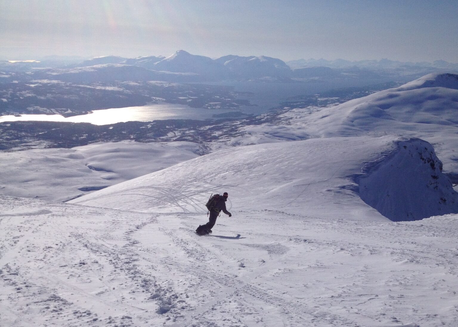 Snowboarding down