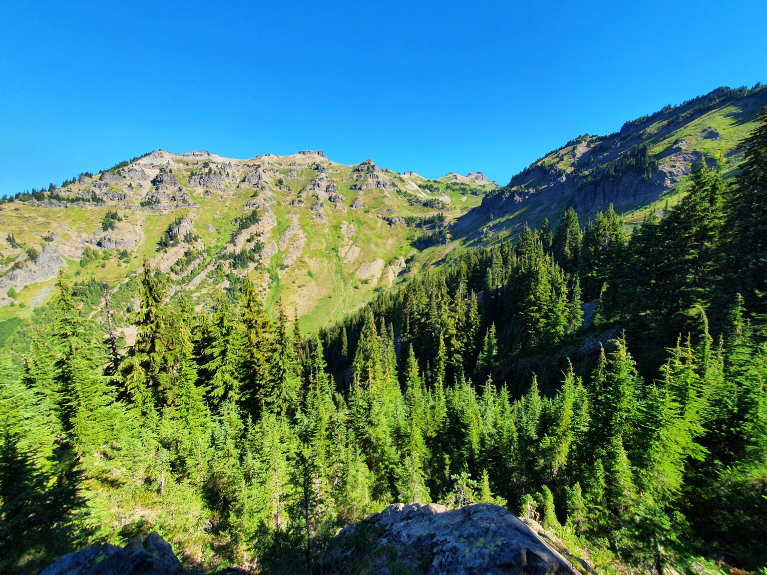 Looking towards Haekeye Peak in Goat Rocks Wilderness