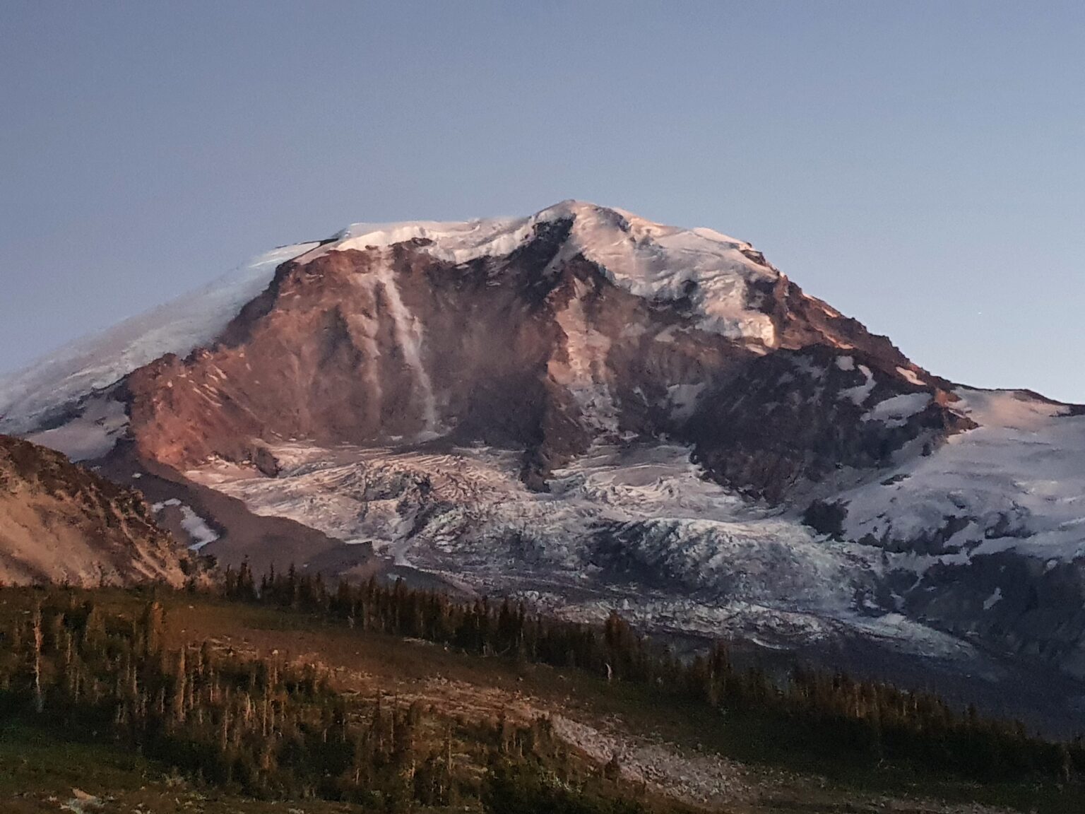 Final view of Mount Rainier at dusk