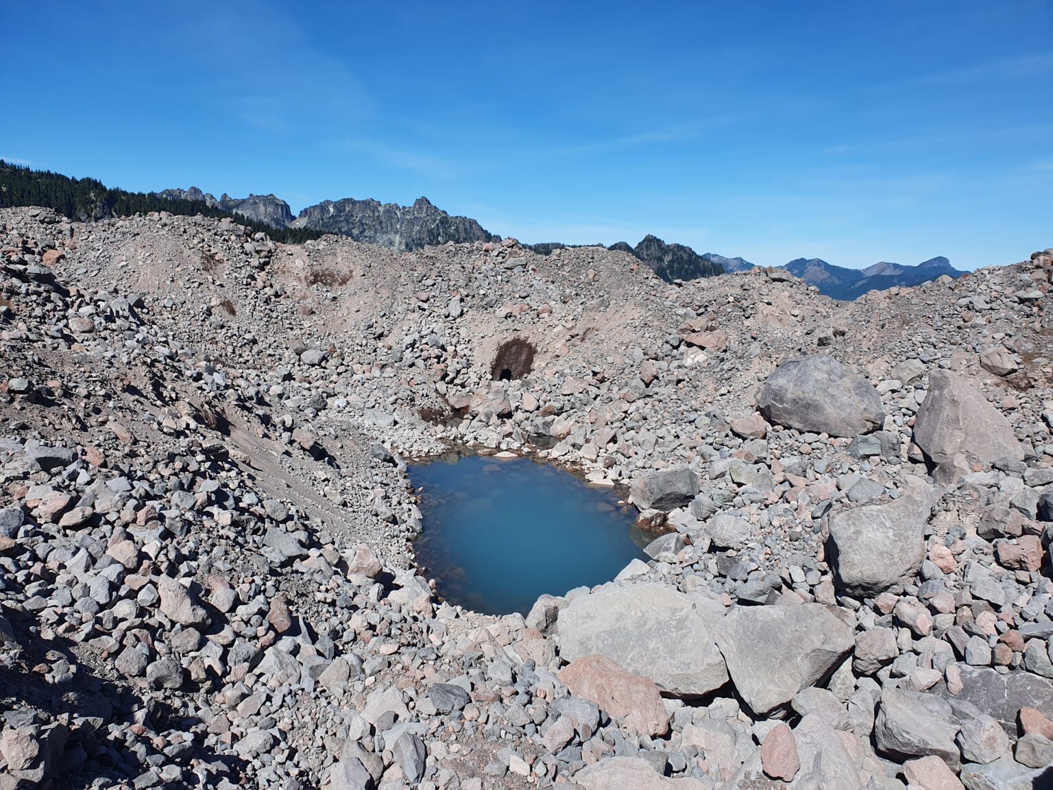 A small tarn on the Carbon Glacier