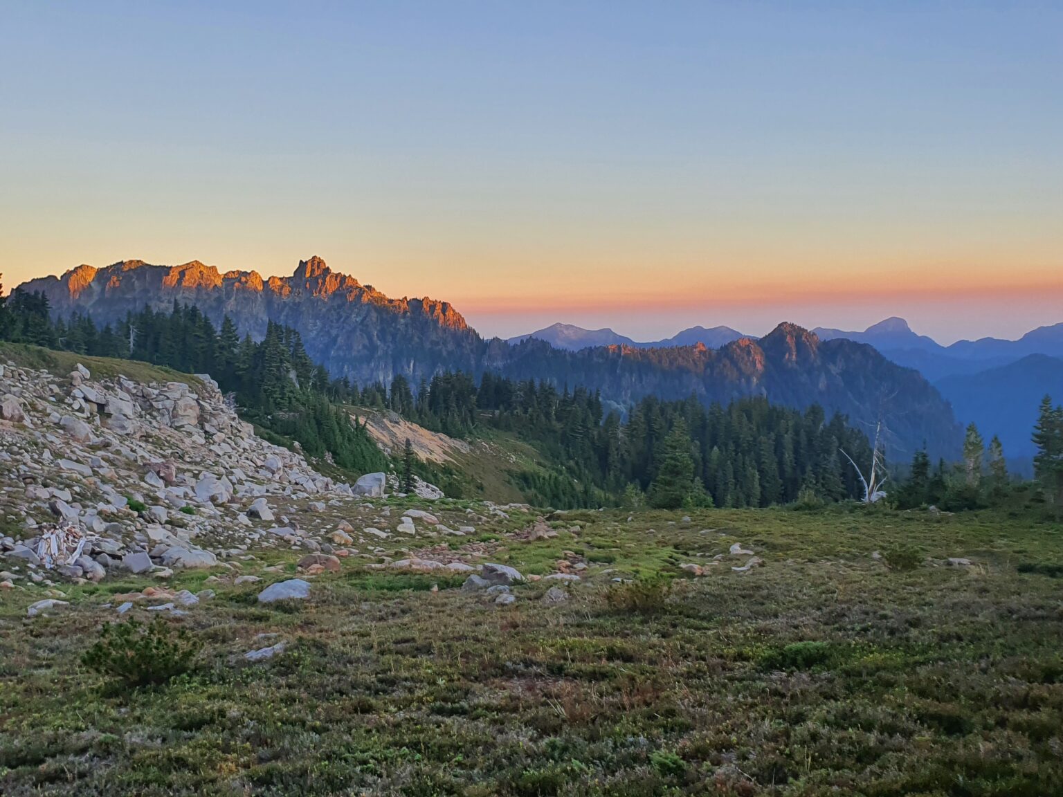 Sunrise alpenglow over Mother Mountain