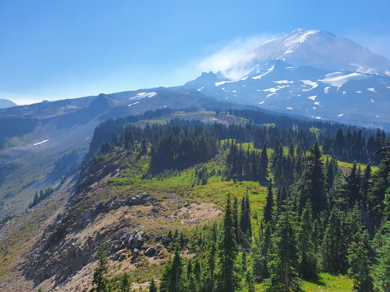 Hiking the Knapsack Pass trail as smoke builds in the distance