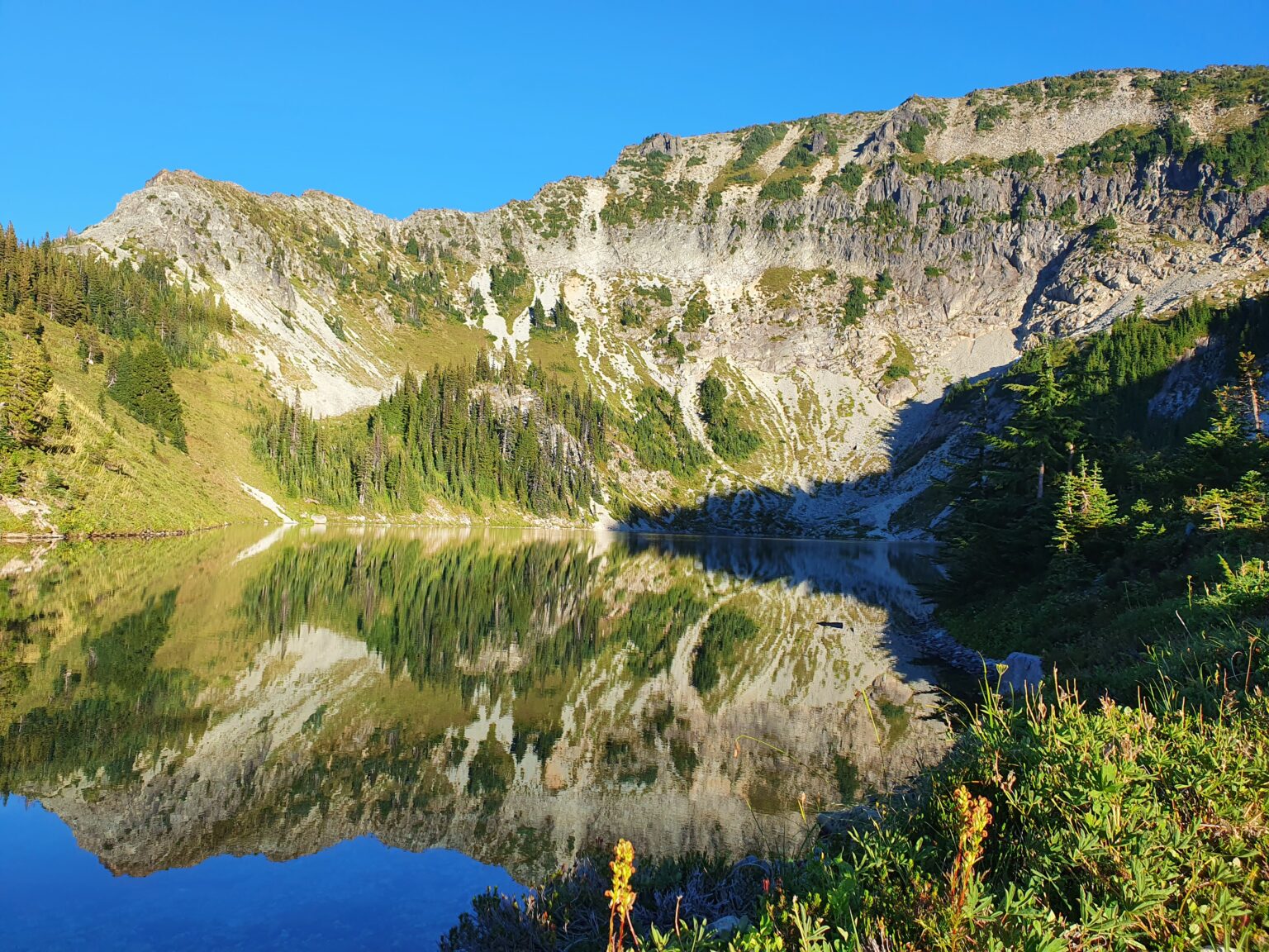 Arriving at Cresent Lake in Mount Rainier National Park