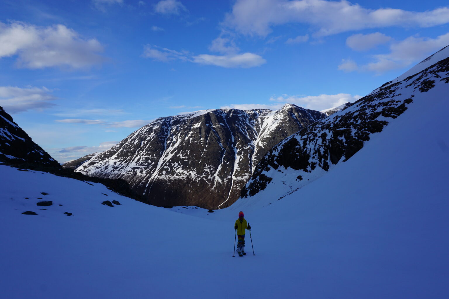 Elias ski touring into the basin