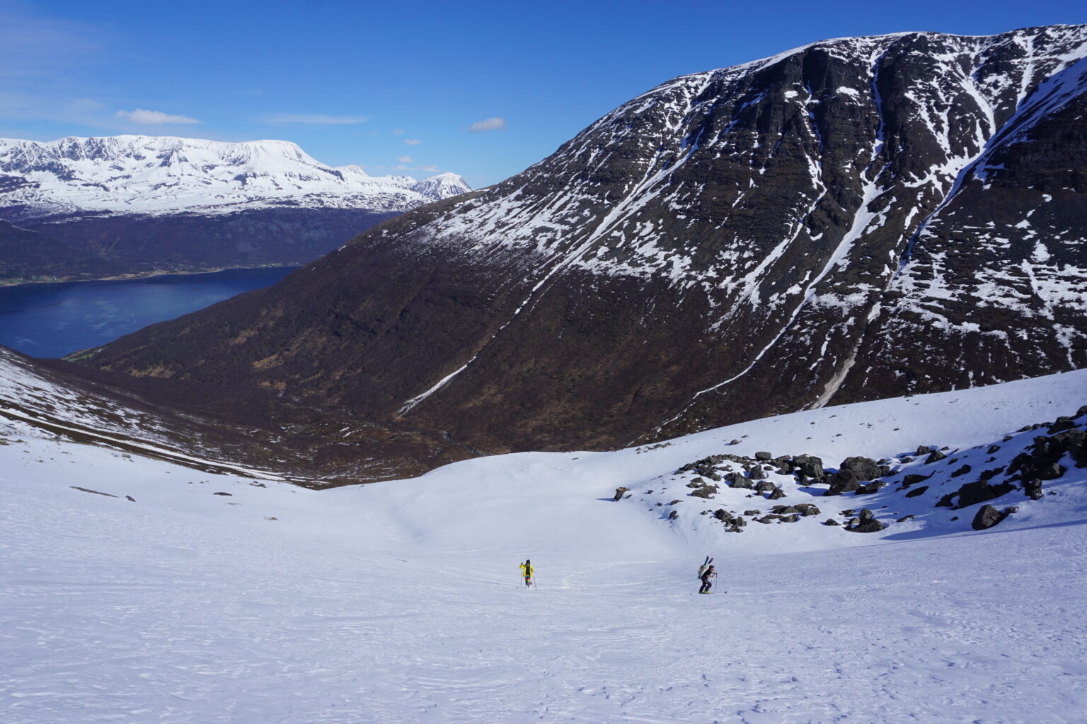 Hiking up the Northwest bowl of Sommarfjellet