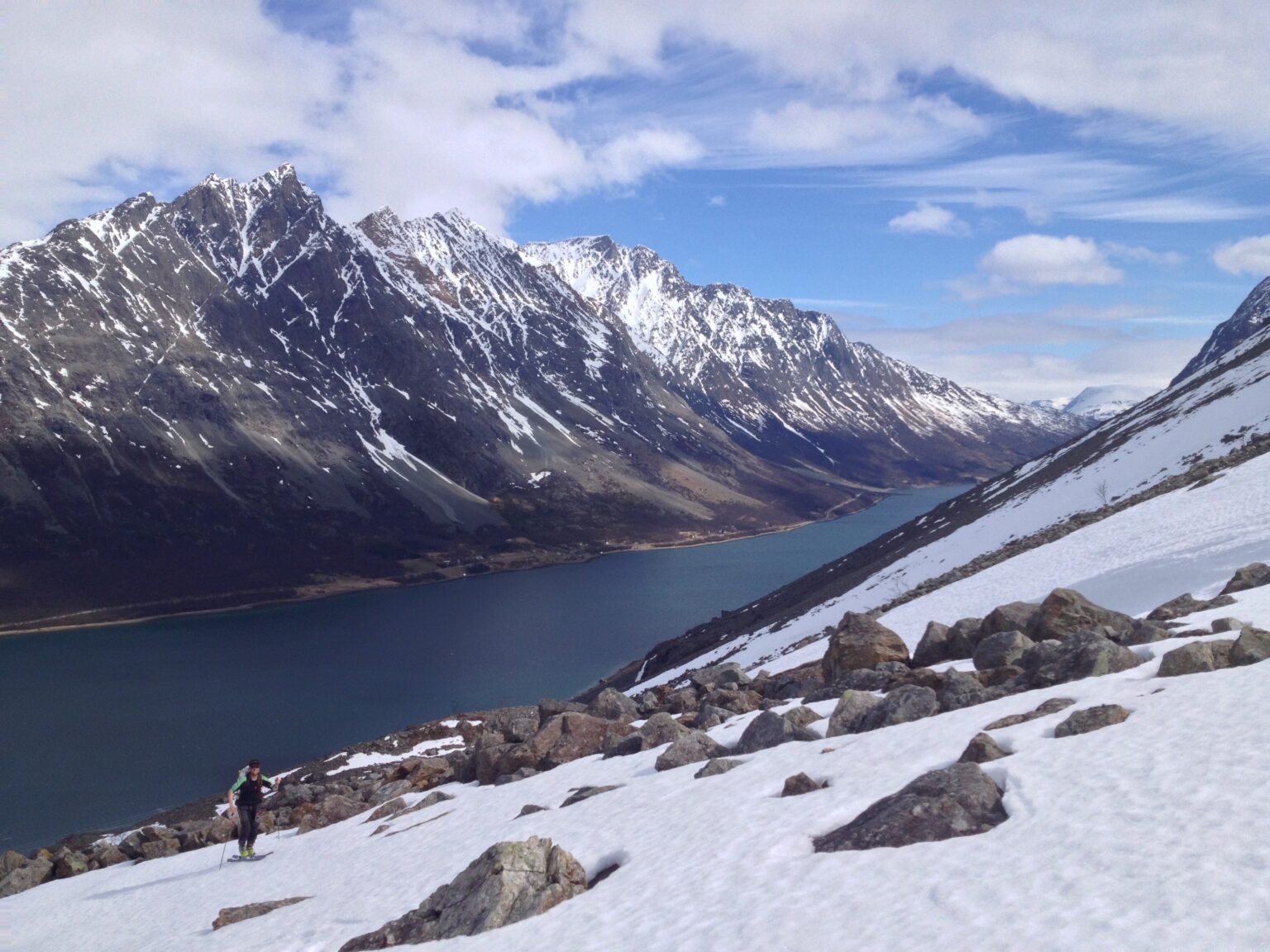 Ski touring along the shore line