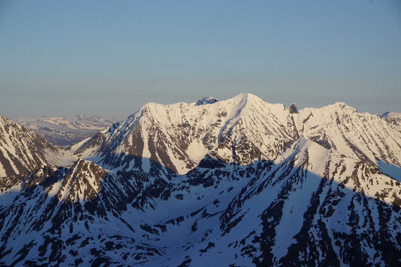 Looking south towards Istinden in the Lyngen Alps of Norway