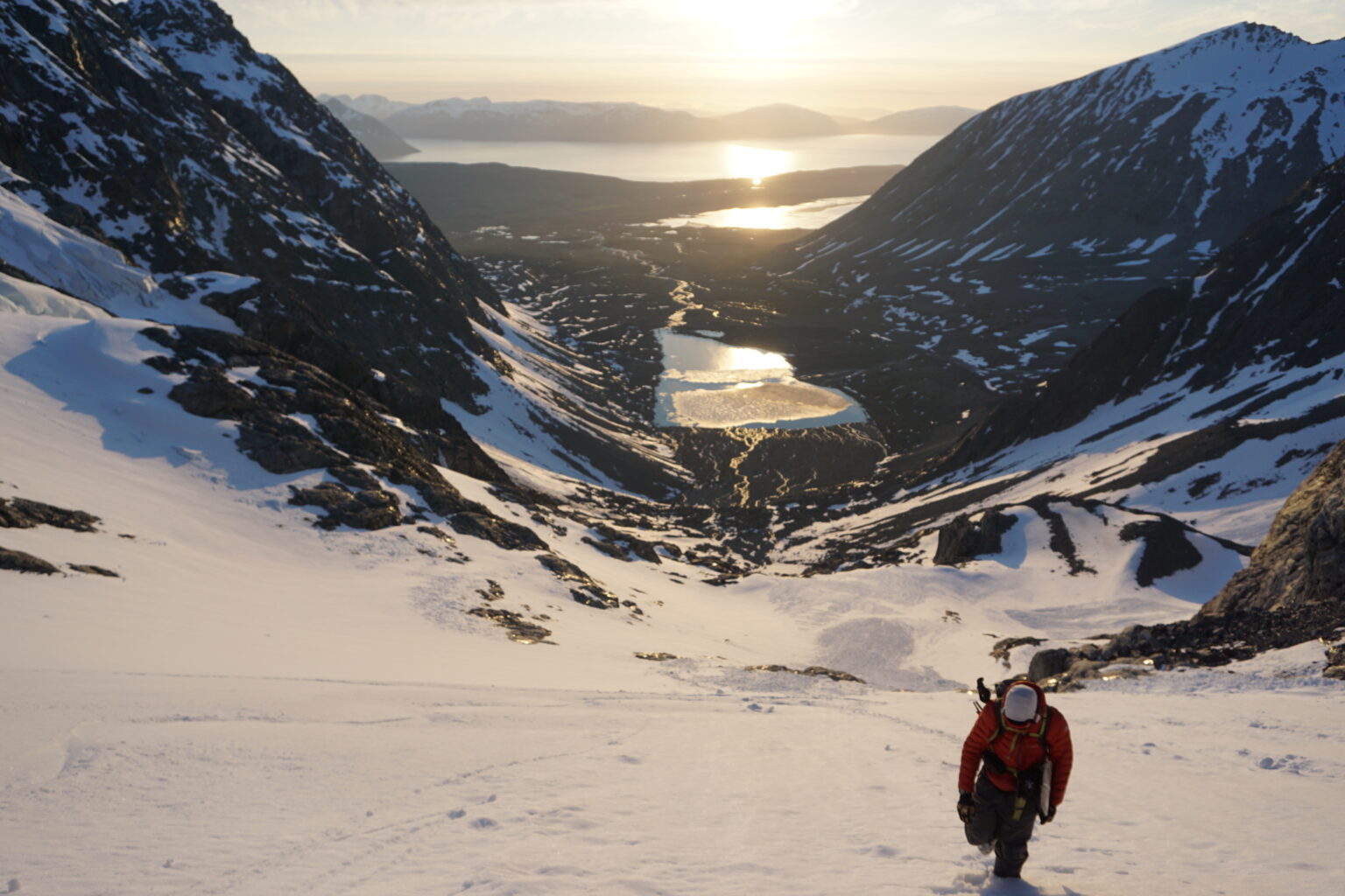 Hiking up the Lenangsbreen Glacier