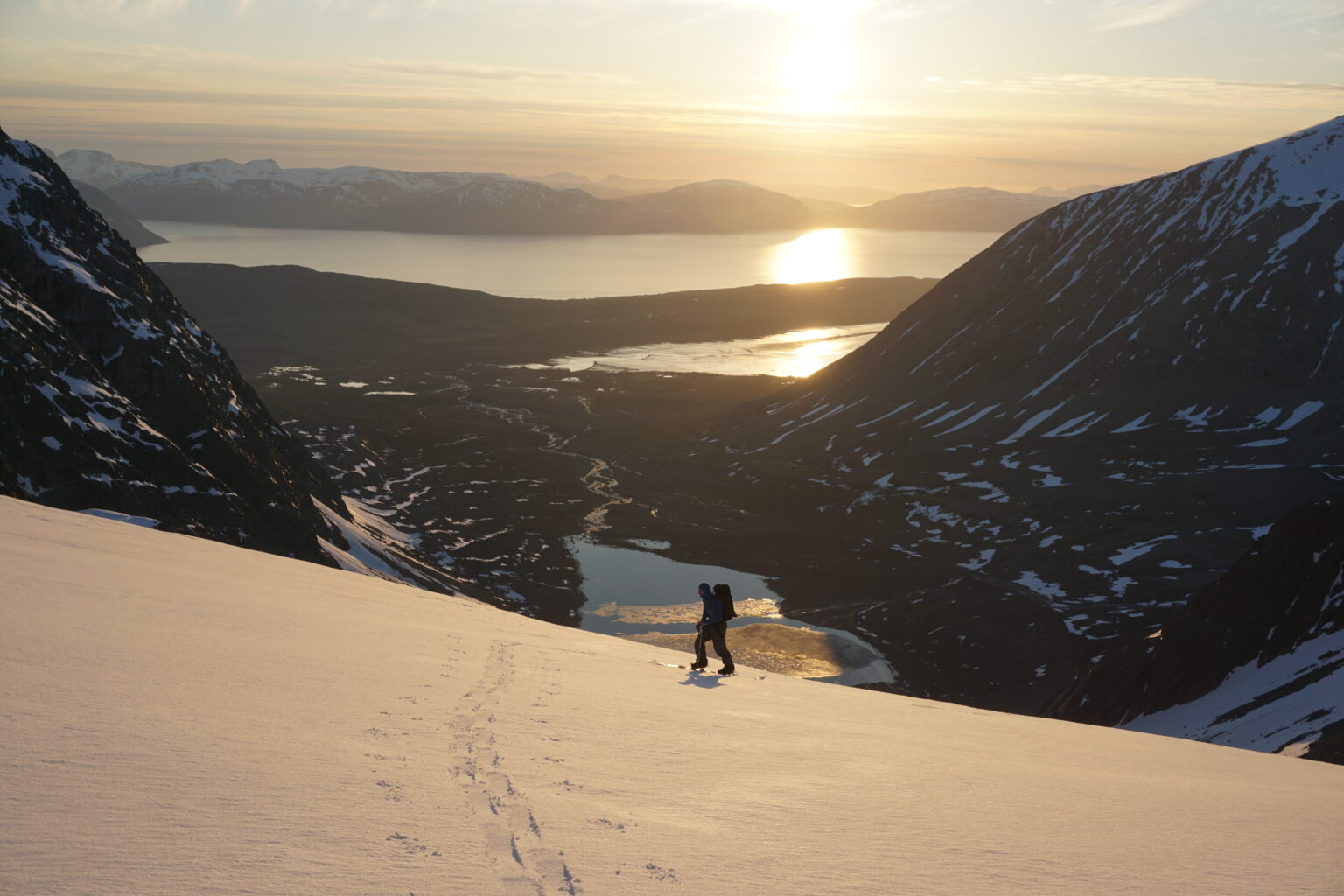 Ski touring up the the Lenangsbreen Glacier