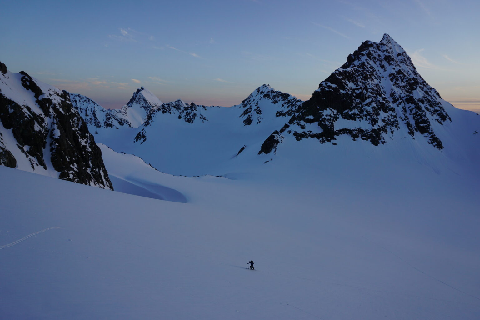 Hiking to the upper face of the Lenangsbreen Glacier