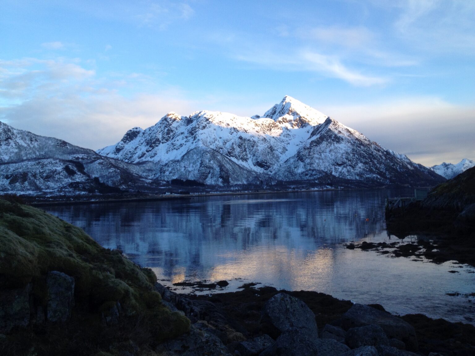 Last light of sun on the peaks