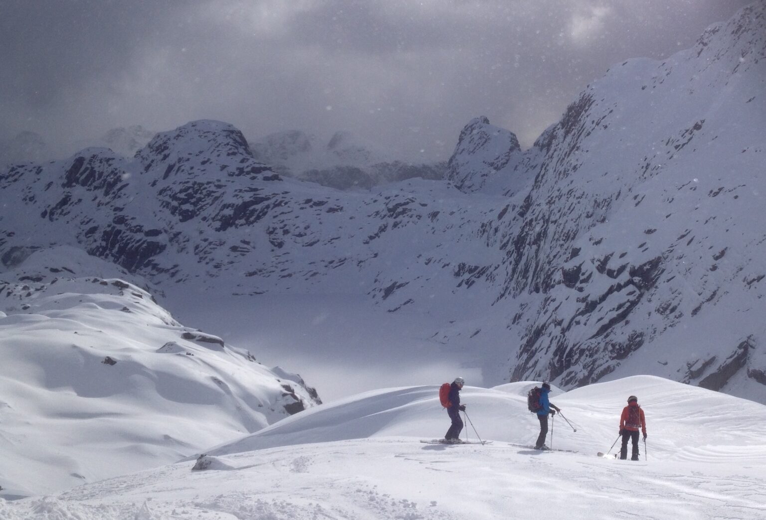 Looking at the ski touring terrain around Trollfjord