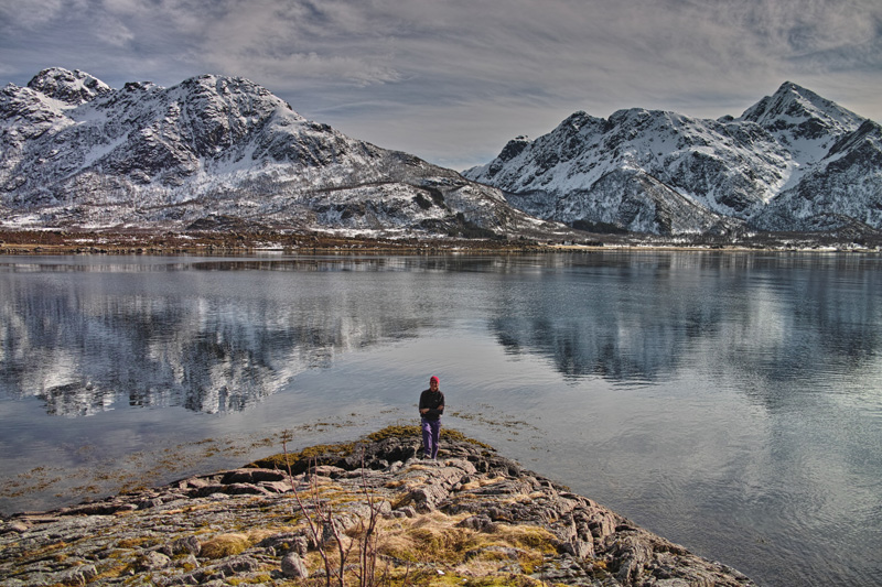 Enjoying the beautiful view from our camping spot in the Lofoten Islands