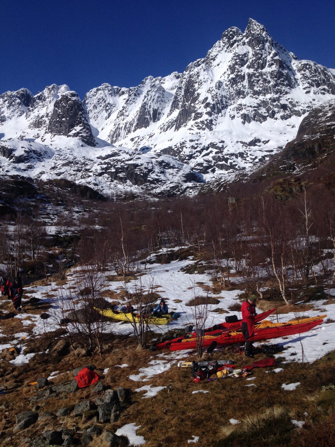 Look at potential ski touring terrain with the access of a Kayak in the Lofoten Islands