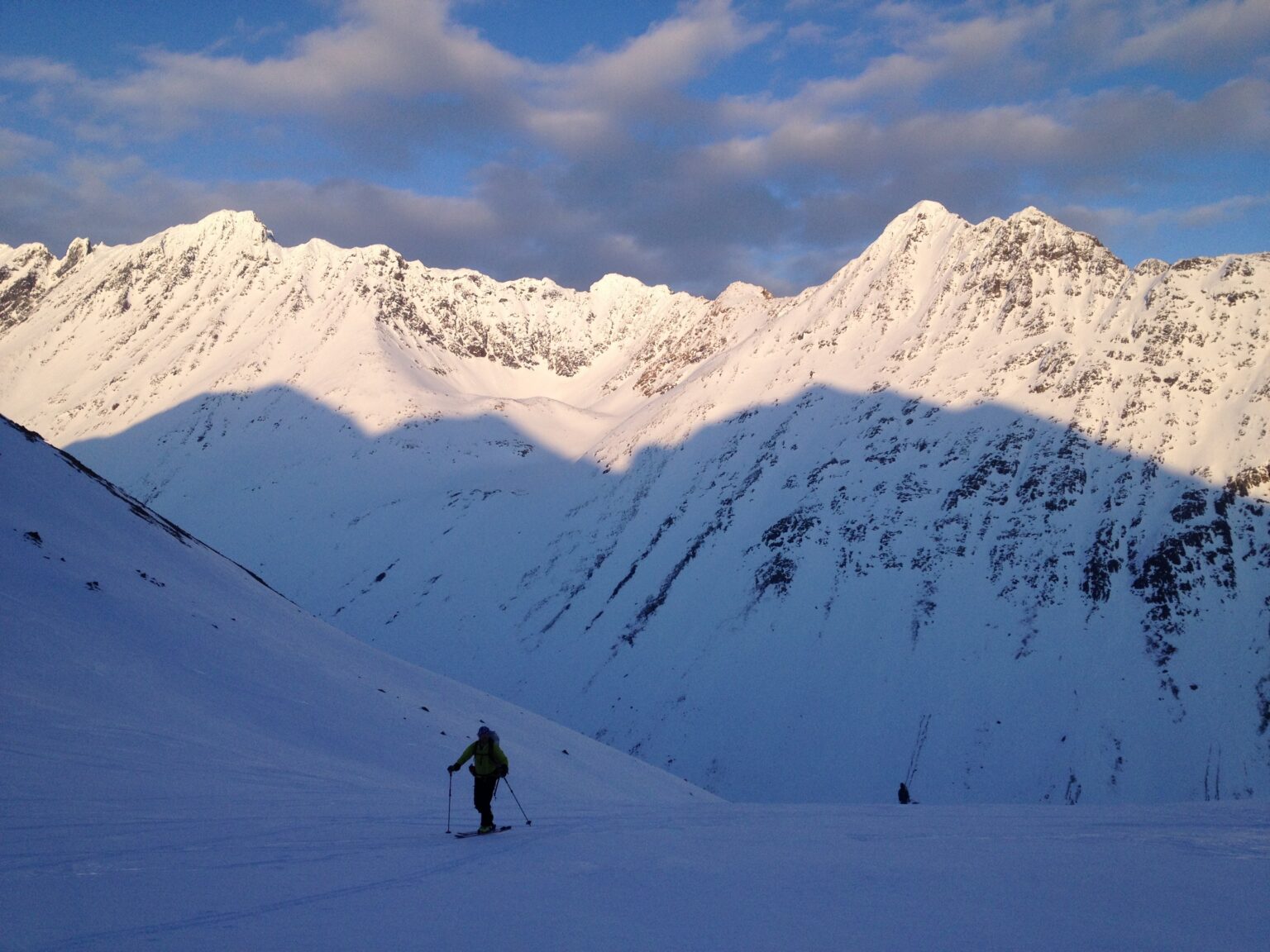 Heading back up after an afternoon ski tour