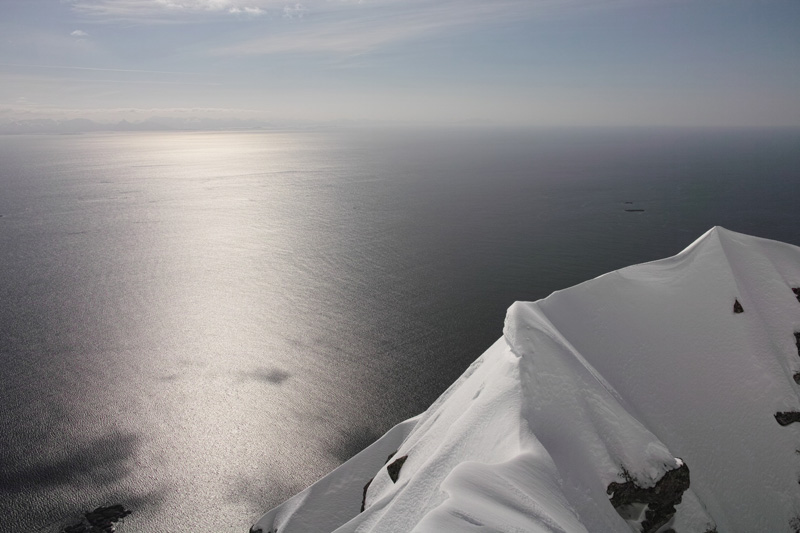 Looking out to the sea from the low col