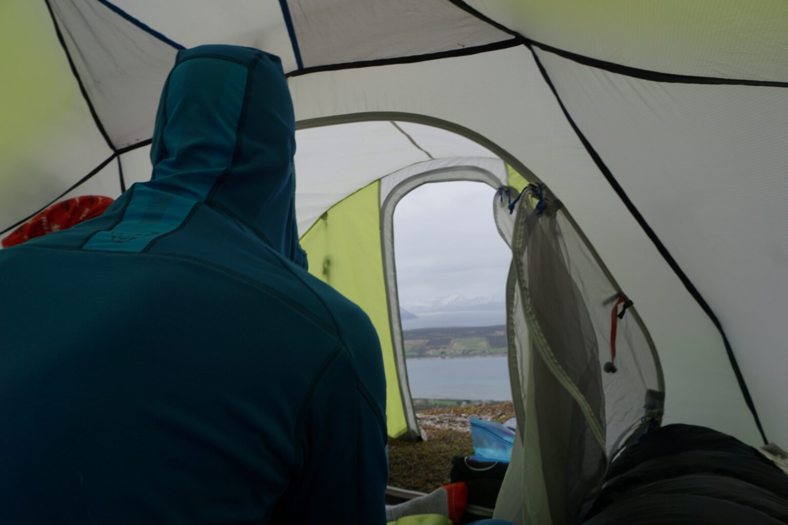 Checking out the weather from camp