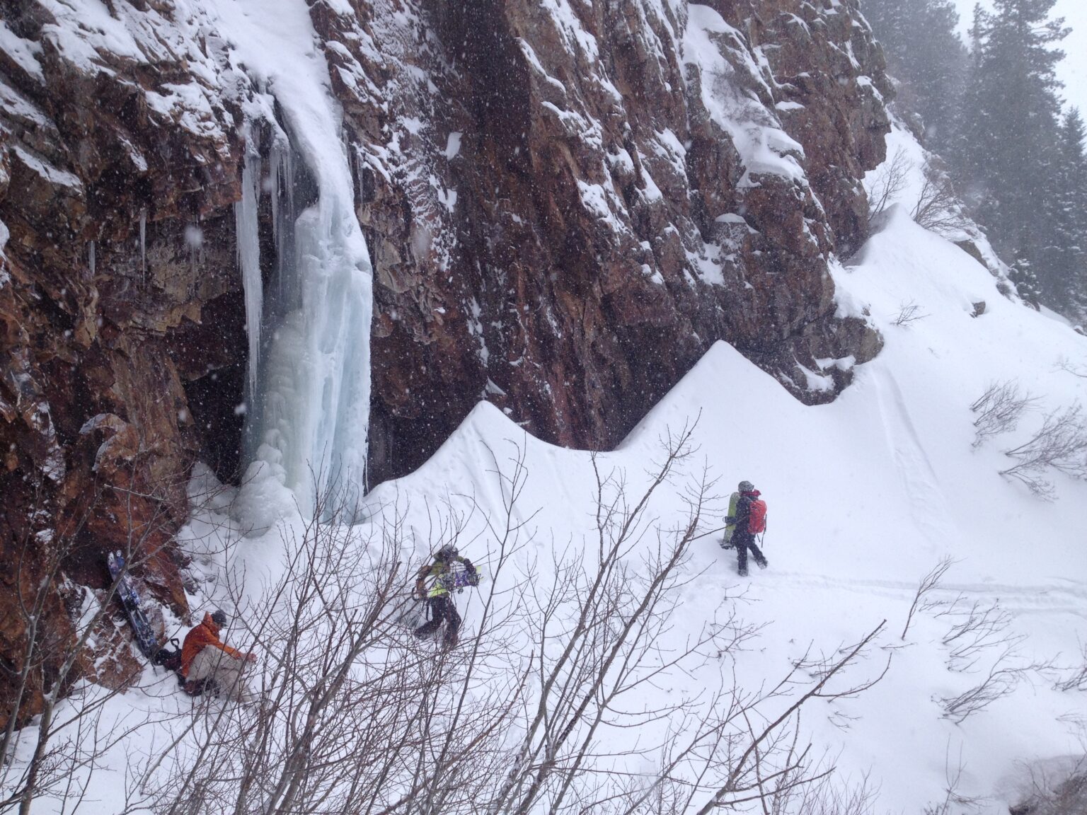 Hanging out below the waterfall