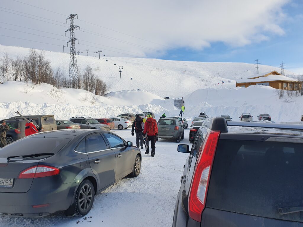 Walking towards Big Wood Ski resort in the Khibiny Mountains of Arctic Russia