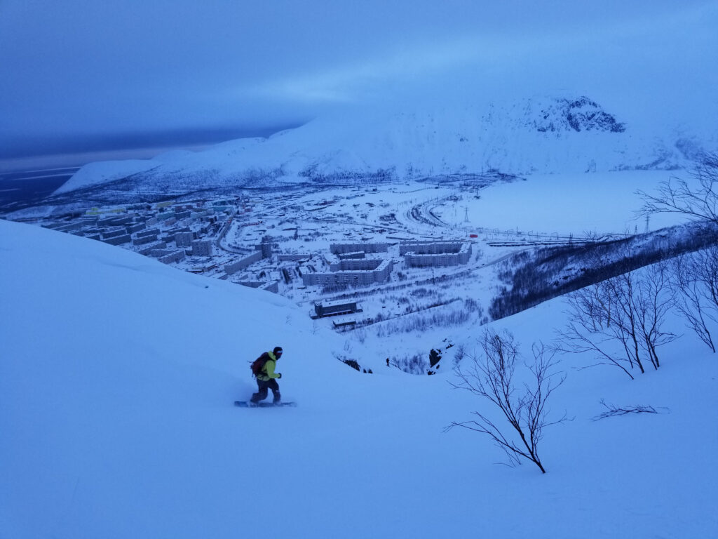 Finding our gully in the Big Wood ski resort sidecountry