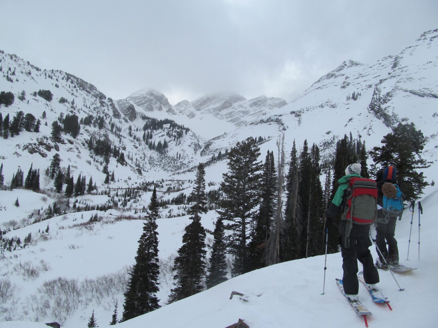 Looking up Broads Fork Basin while on a ski tour