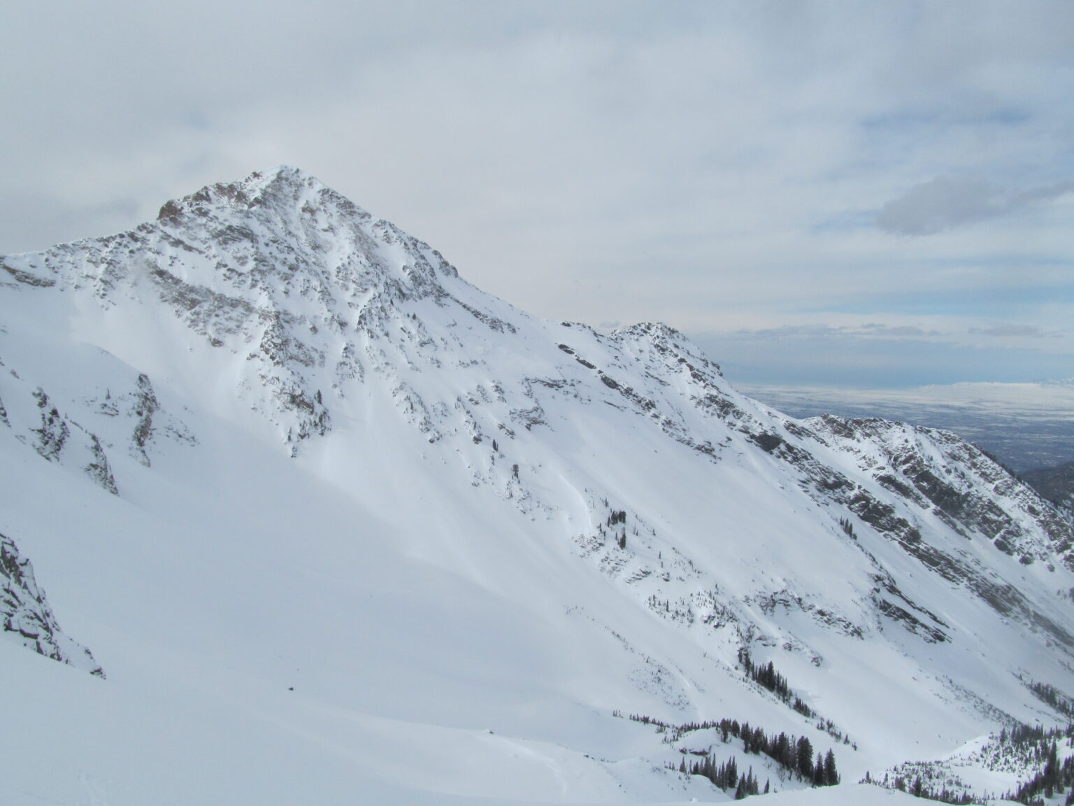 Looking at the East face of East Twin Peak in the Wasatch Backcountry