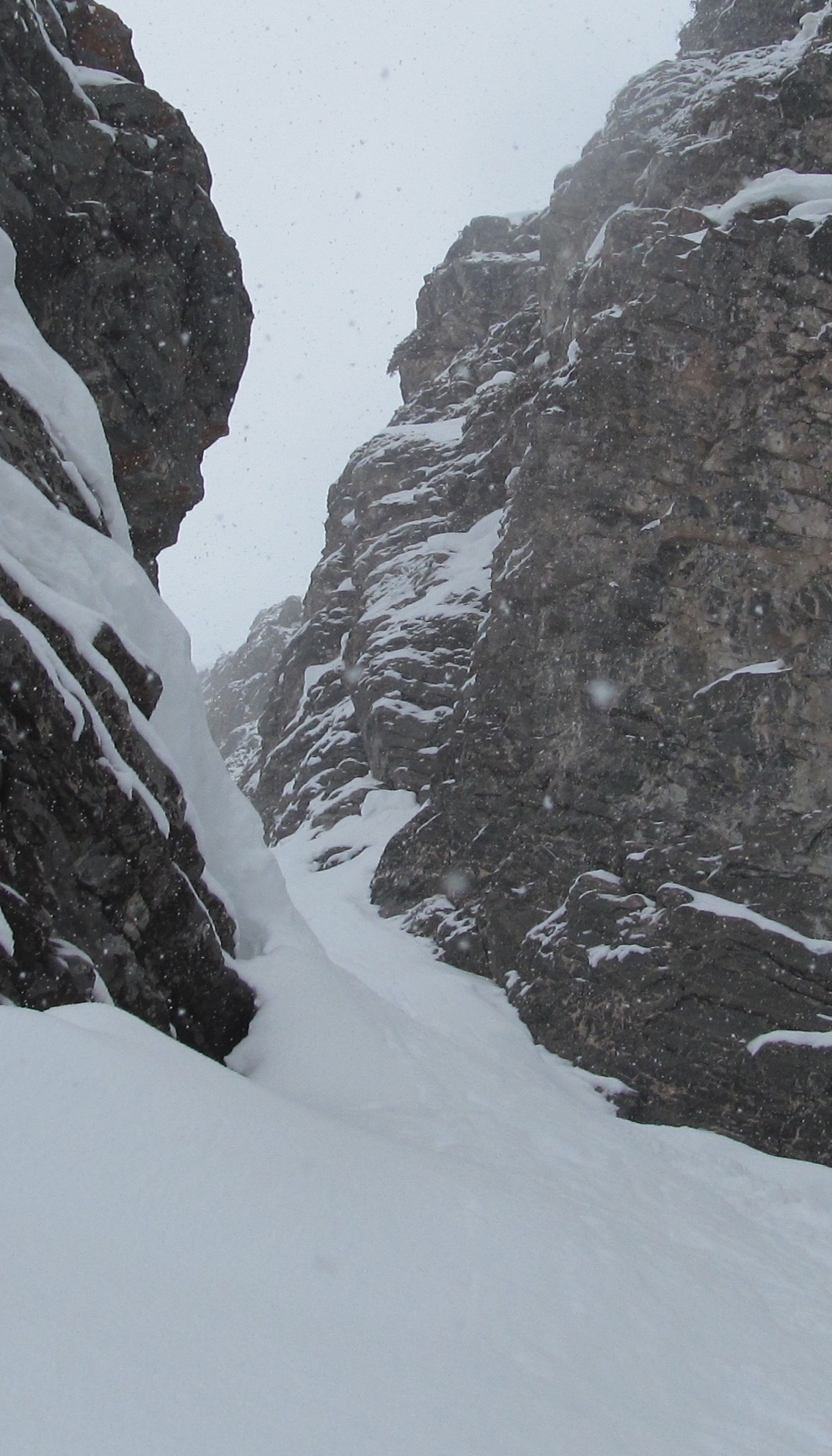 Looking back up after riding through the crux