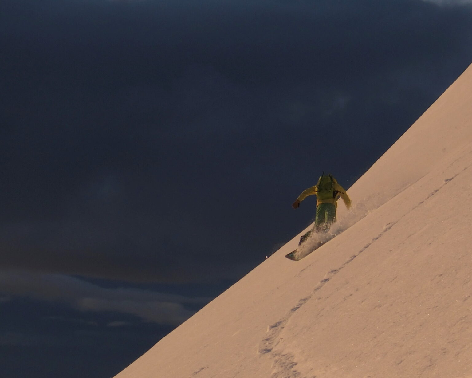Making turns in the sunset alpenglow