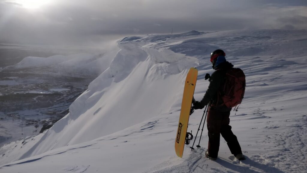 Looking into the south chute in the Bigwood sidecountry