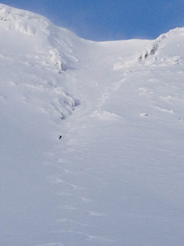 Looking back up the south chute