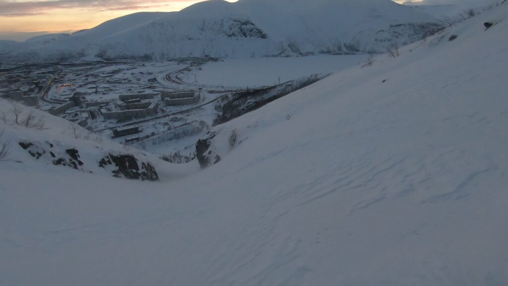 Looking down the Bigwood Sidecountry