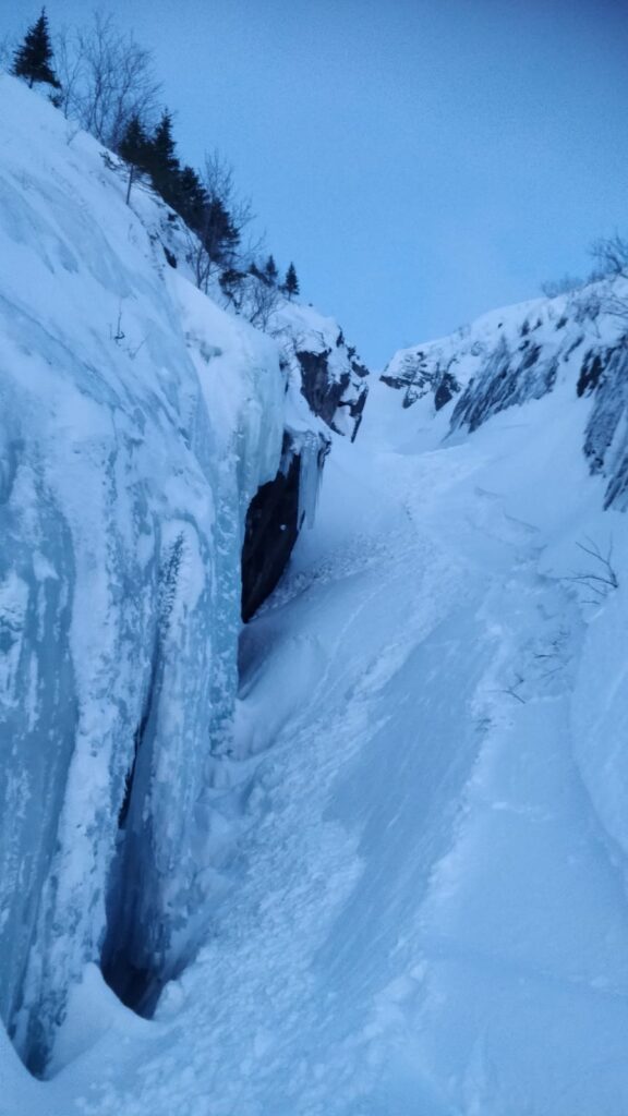 Looking back up at the Bigwood Sidecountry