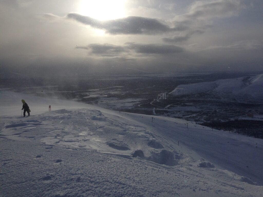 Hiking up the Bigwood ski center sidecountry