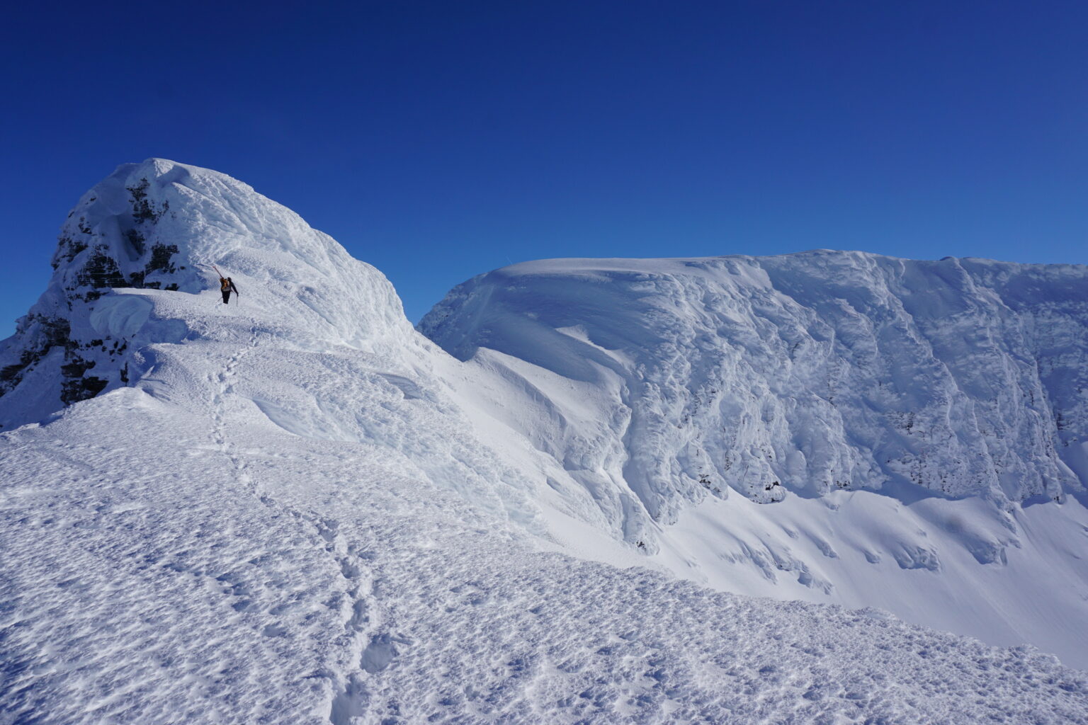 Climbing towards Istinden East Bowl