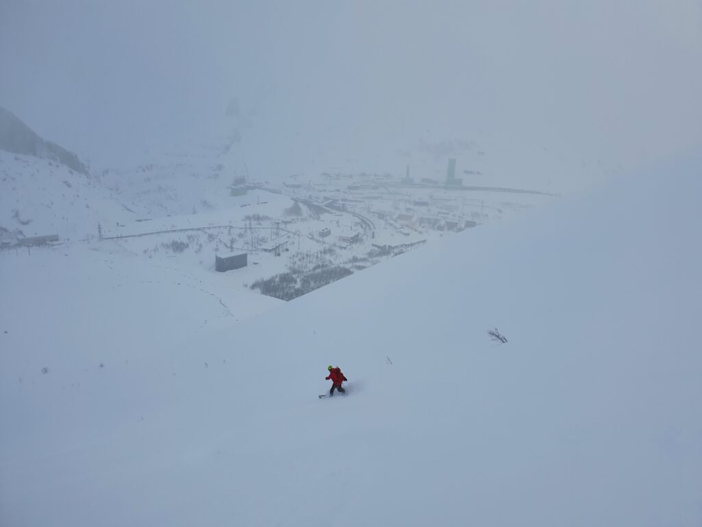 Enjoying powder snow at 25 km ski center in NW Russia