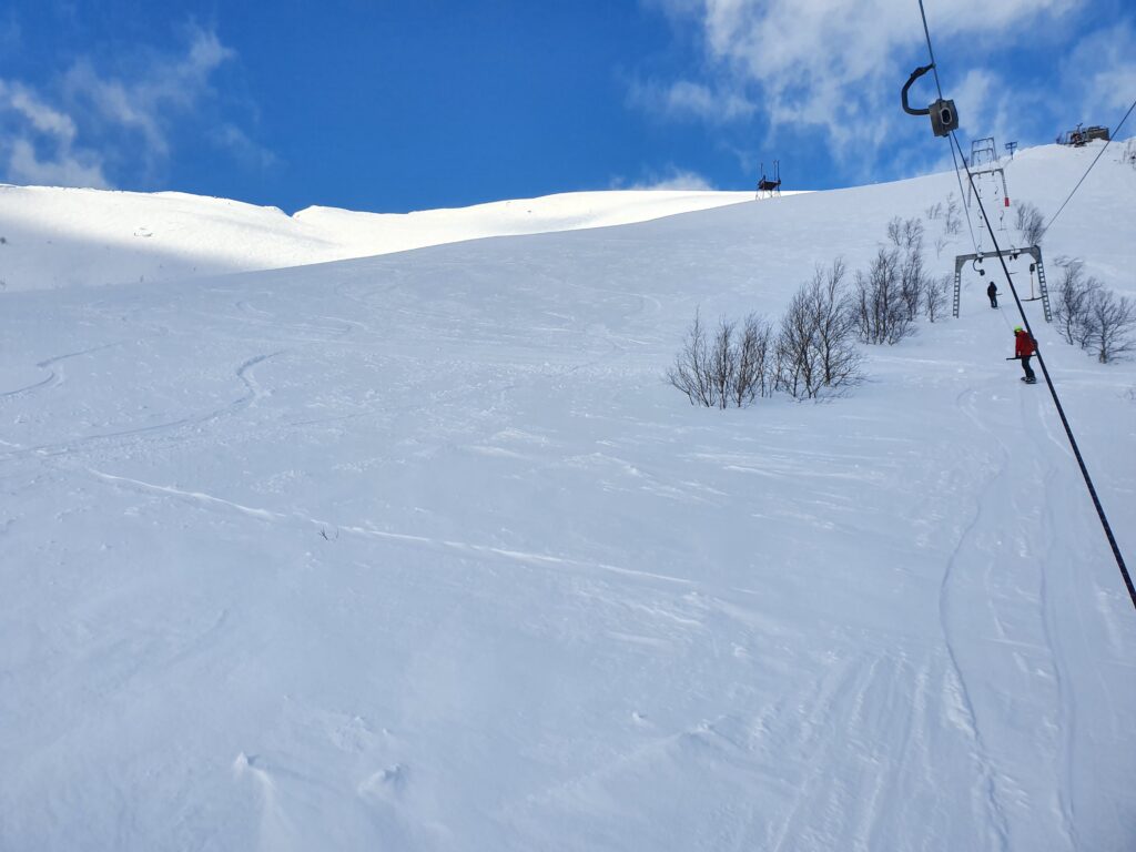 Making our way up the T-bar for our second lap at 25 km ski center