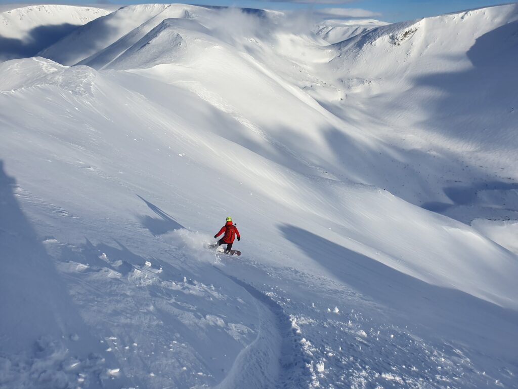 Putting first tracks down the sidecountry at 25 km ski center in the Khibiny Mountains