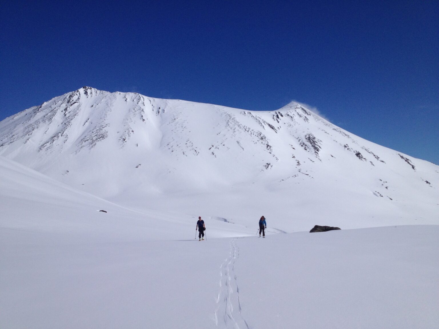 Ski touring up the Kvalvikdalen Valley