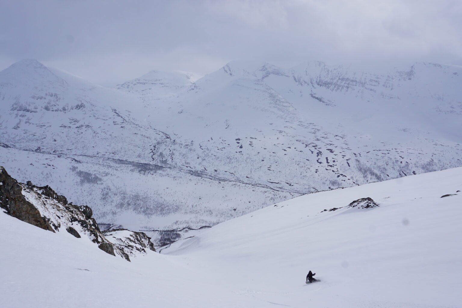 Snowboarding down