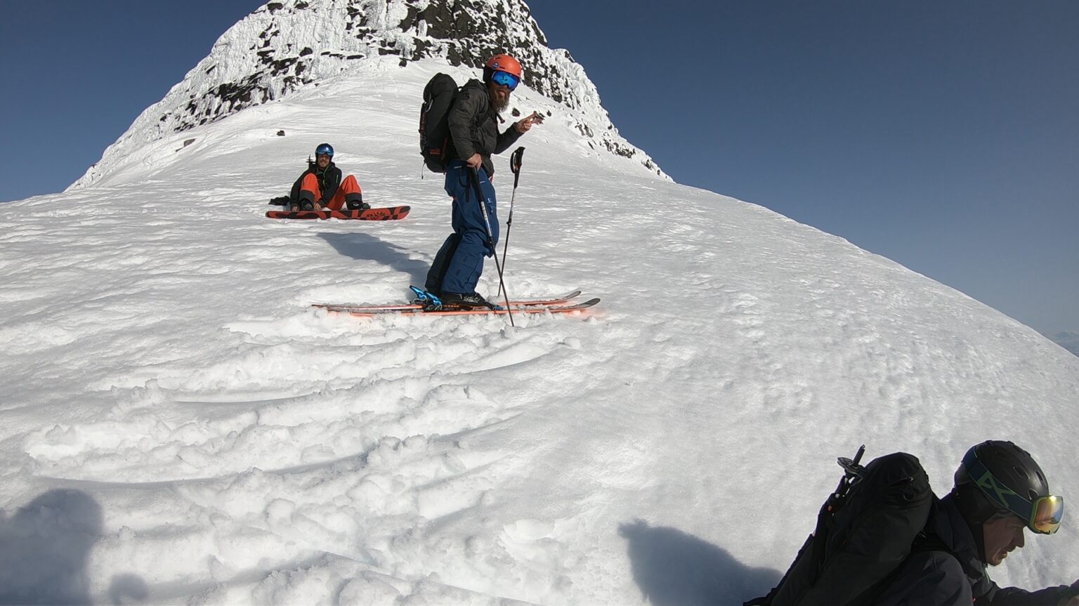 Traversing over to the south face