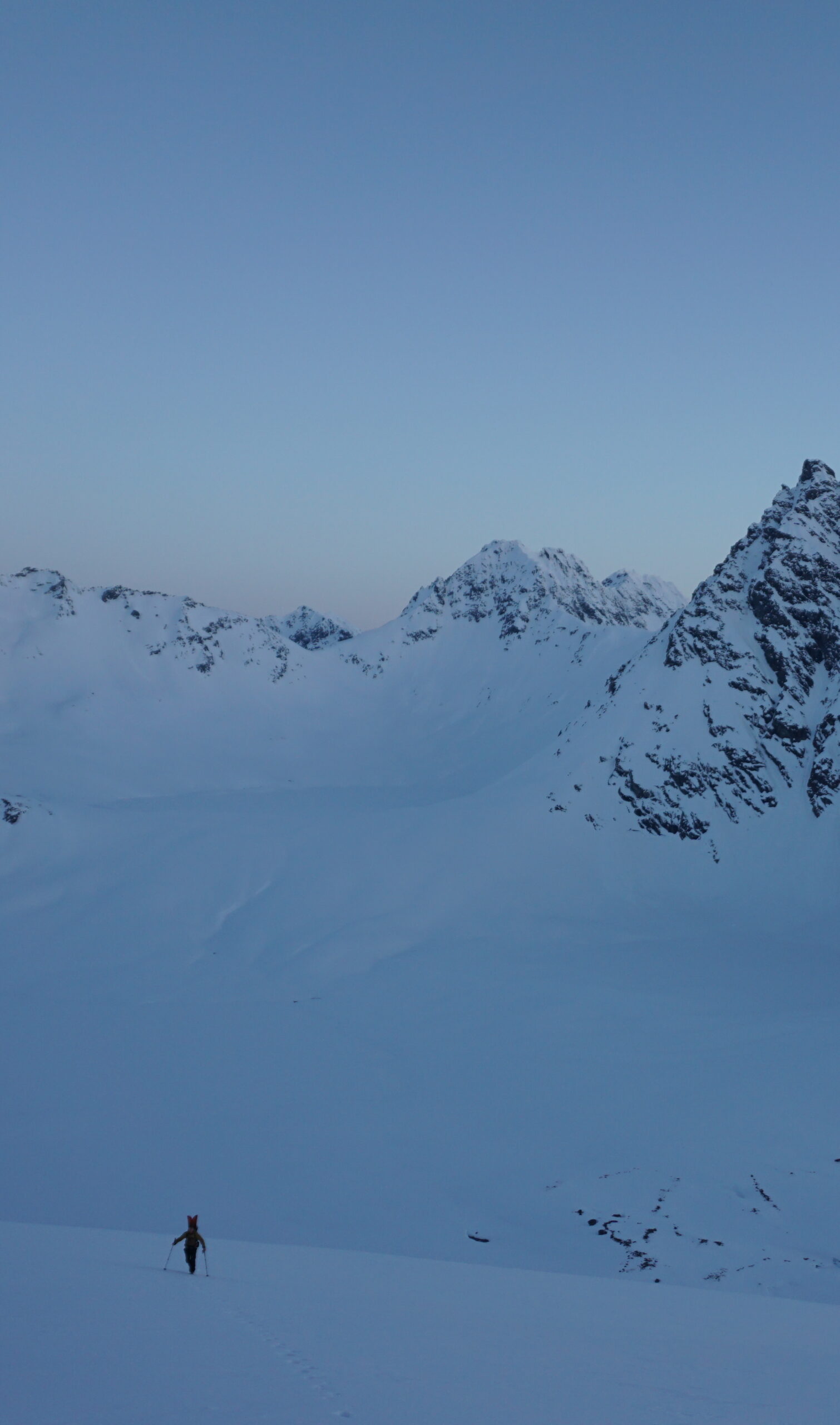 Hiking up Fastdaltinden during the Northern Loop of the Lyngen Alps