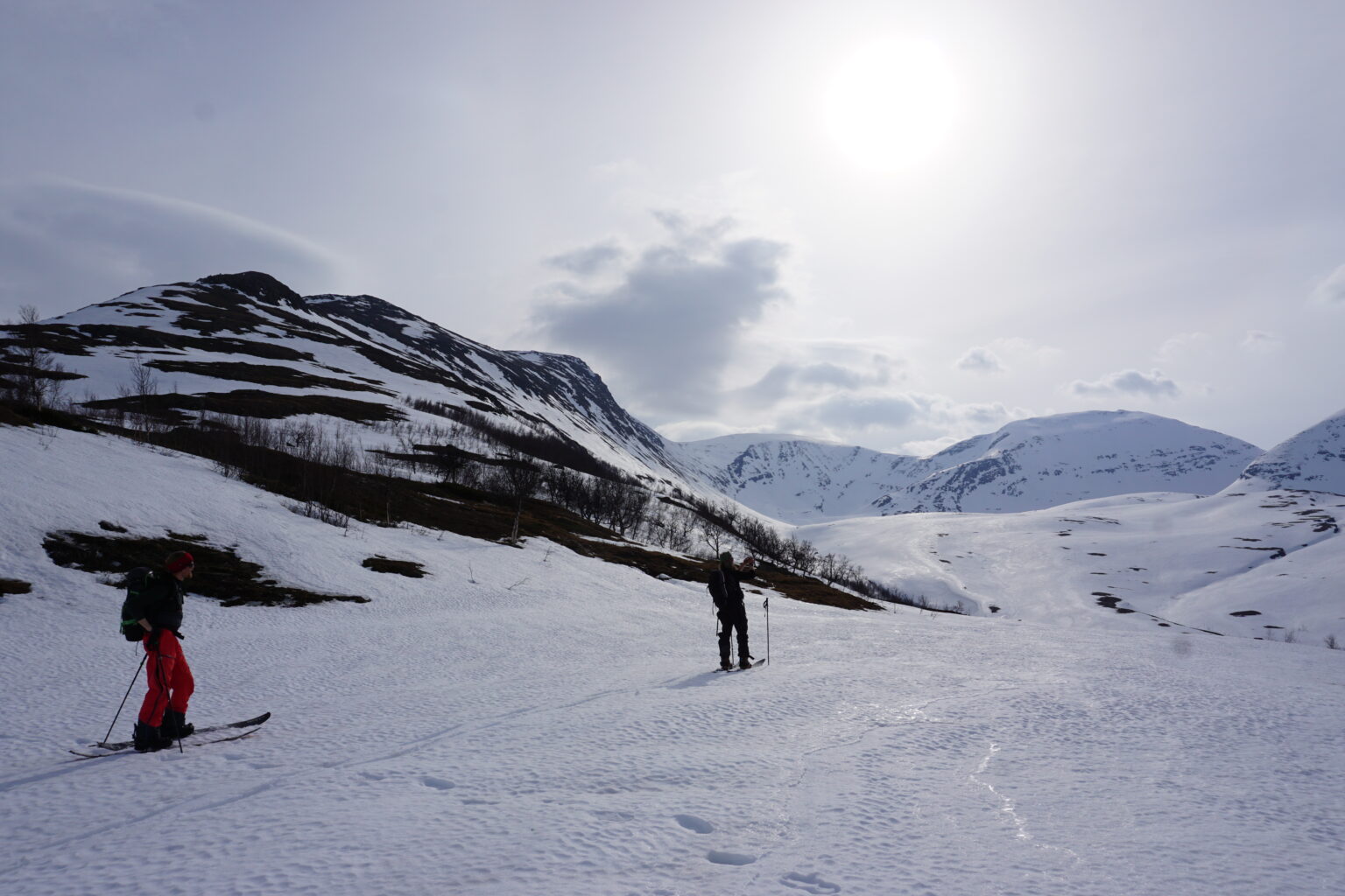 Hiking up the Tamokdalen Backcountry