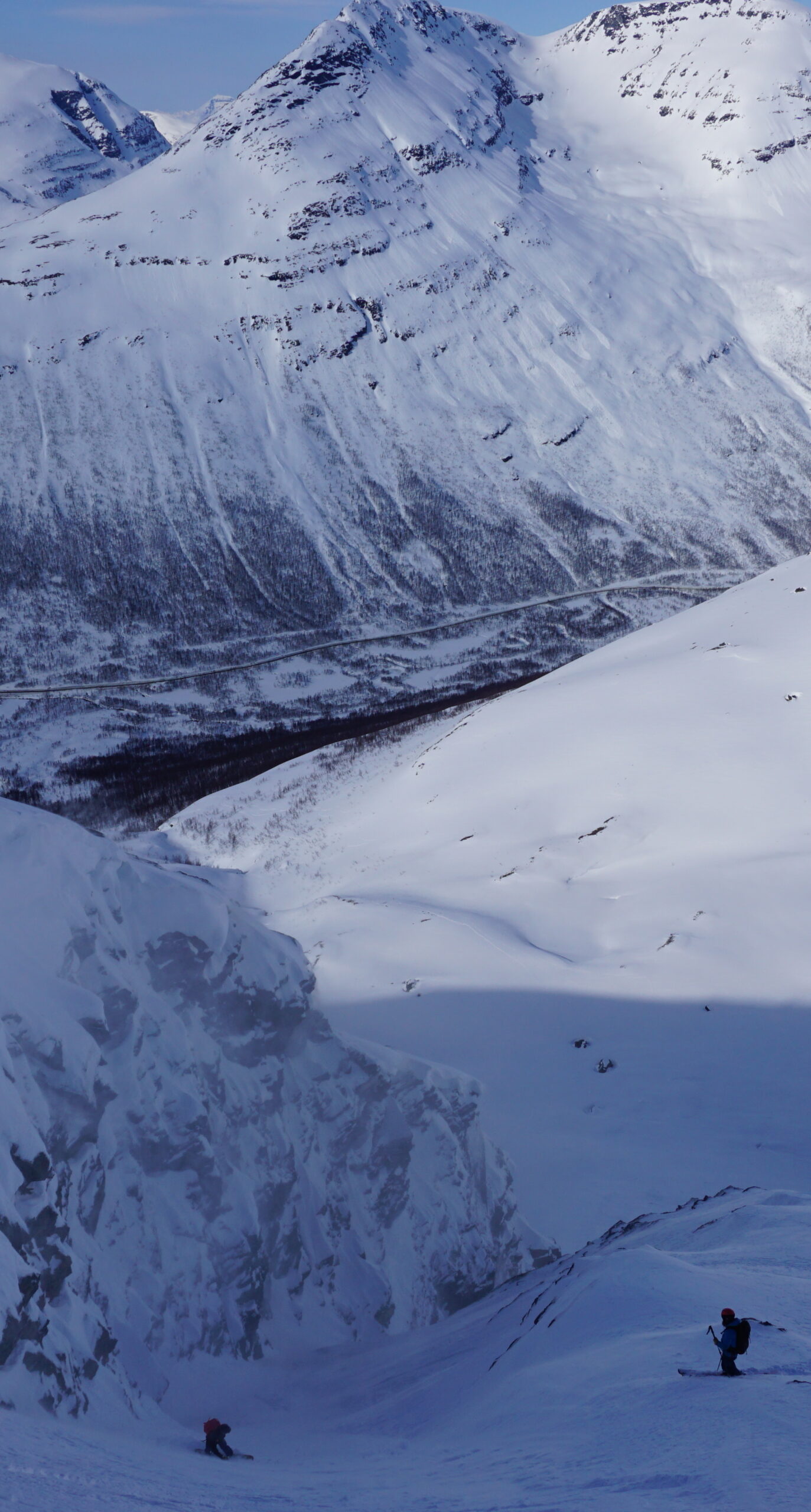 Skiing into the lower portion of the Morning Mission