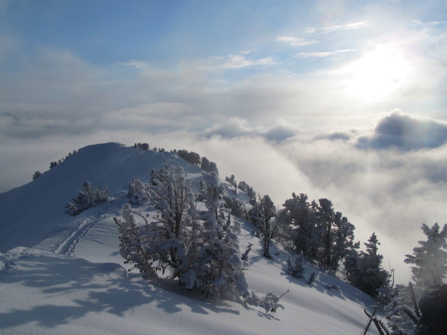 A beautiful sunset within the Wasatch Mountains in Utah from near the summit of Gobblers Knob