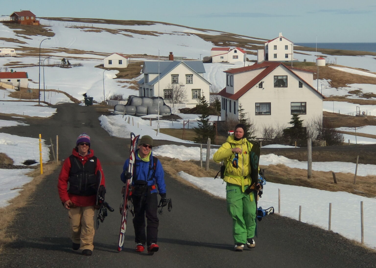 Heading back to town after a great ski tour